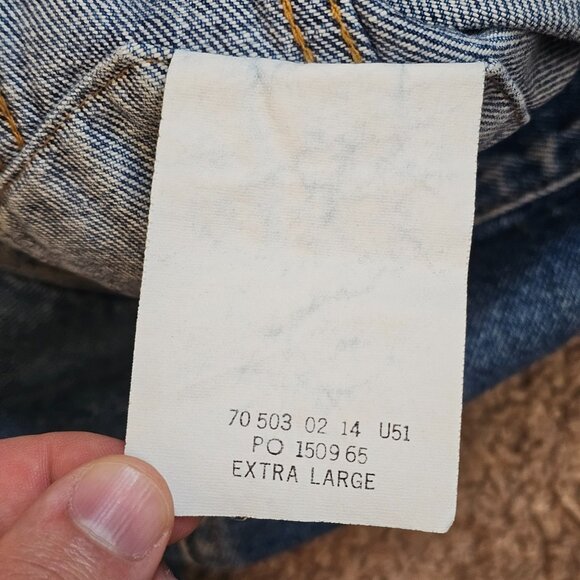 Vtg Levis Jean Jacket 70503-02 XL Britain Hard Rock London Denim Trucker 80s 90s - Picture 5 of 13